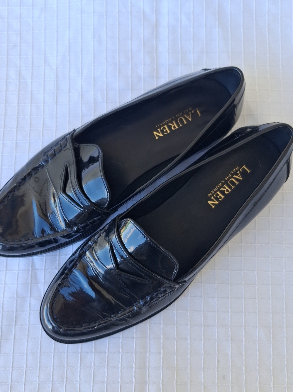 Ralph Lauren Women's Black Patent Leather Penny Loafers Sz 8 B